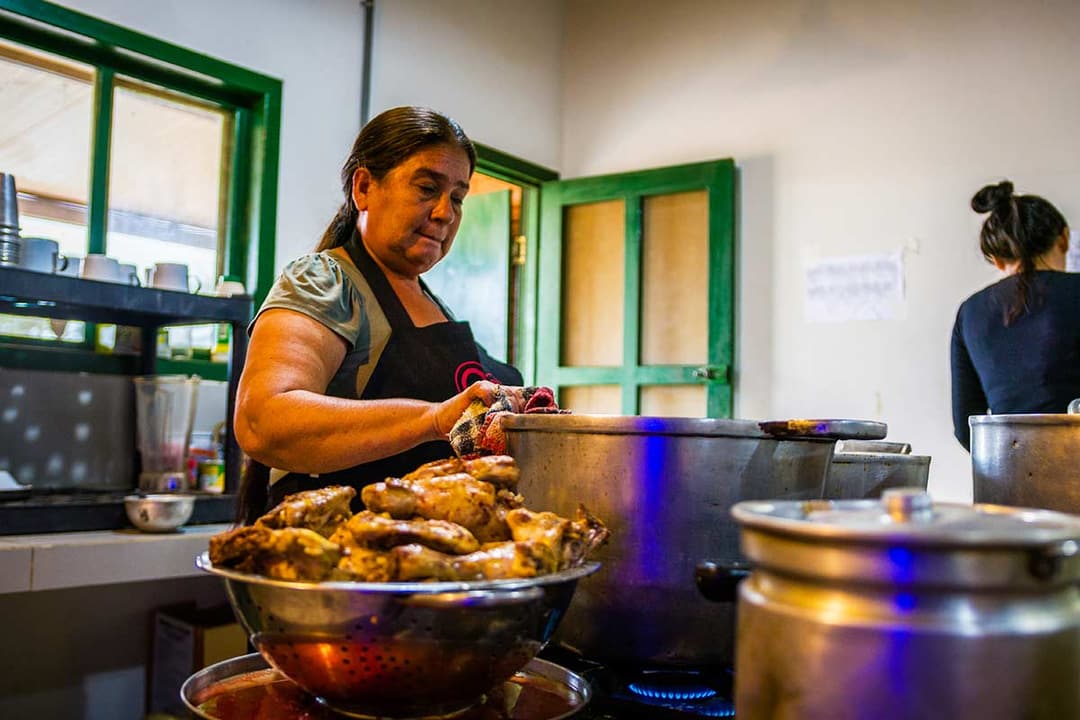 Farm kitchen supporting families living at the estancia