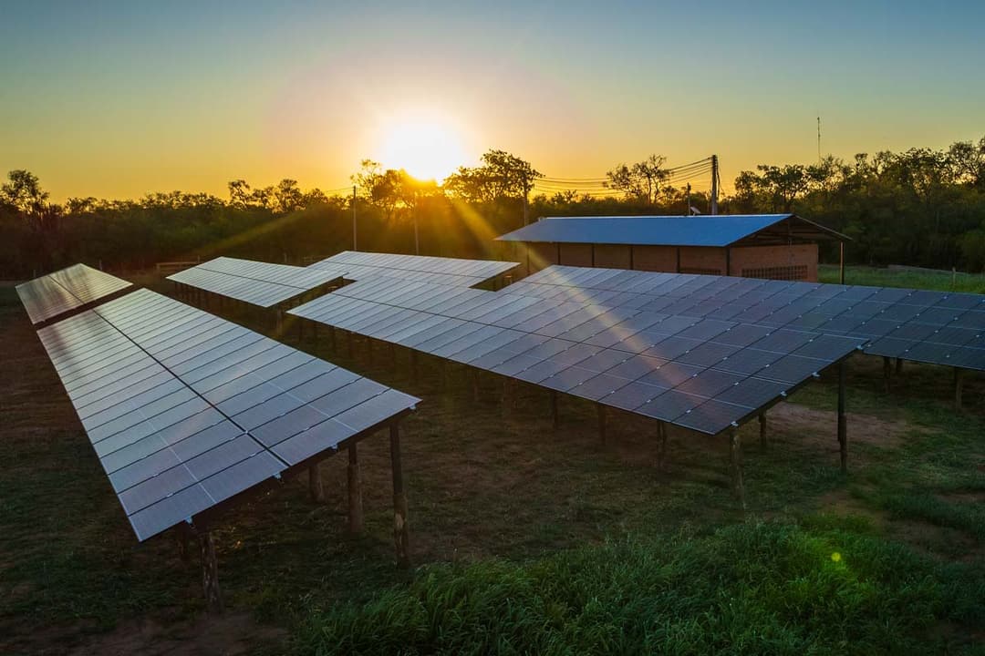 Solar panels supplying energy at La Huella